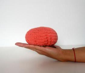 Foldable market bag, net bag, shopping bag, crochet, ecofriendly. Coral pink and moss green cotton yarn.