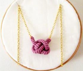 Bonds, crochet knot necklace. Nautical knot. Lavender cotton yarn