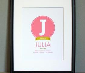 Baby Birth Announcement Art Print, 8x10