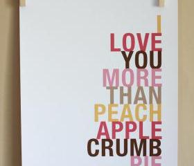 Peach Apple Crumb Pie Art Print, 8x10