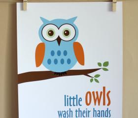 Little Owls Wash Their Hands, 8x10 - BOY