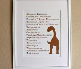 Dinosaur ABC Nursery Art Print, 8x10