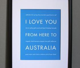Australia Art Print, 8x10 