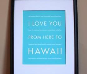 Hawaii Travel Art Print, 8x10 