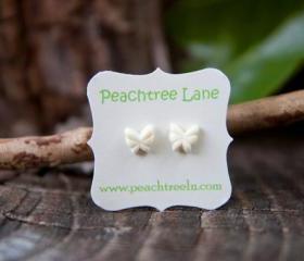Tiny Cream-Ivory Butterfly Post Earrings - Buttercream