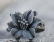Grey Lily Flower Adjustable Vintage Style Ring - Storm