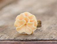 Yellow-Buttercream Lotus Flower Ring Modern Vintage Style - Buttercup