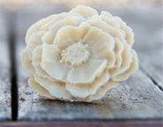 Khaki-Cream Large Poppy Flower Ring Vintage Style - Cream