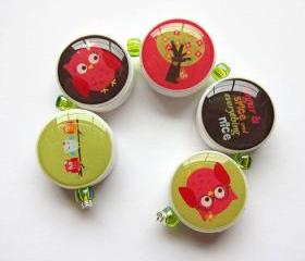 M2M Fall Homecoming Owls Polymer Clay Bead Set of 5 Beads