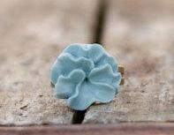 Blue Lotus Flower Antique Brass Ring Vintage Style - Sky