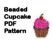 Beaded Cupcake Pattern PDF Digital File Brick Peyote Stitch Charm Ornament
