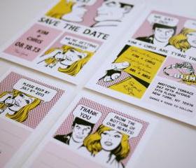 The Comic Strip - Unique Wedding Invitation Suite - (PRINTABLE) - Set of 4