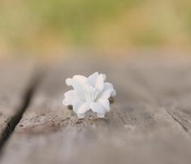 White Lily Flower Adjustable Ring Vintage Style - Dove
