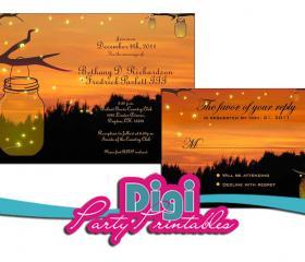 Mason Jar Wedding Invitation RSVP Save The Date Suite for Digital Download Printable