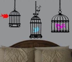 Beautiful birdcage vinyl decal with bird