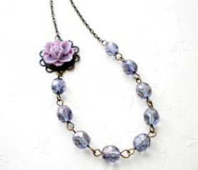Purple Necklace - Flower Necklace - Vintage Necklace