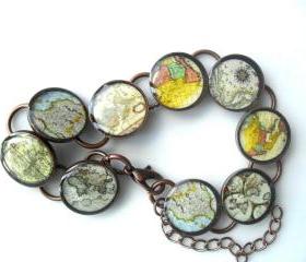 Vintage Map Bracelet