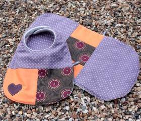 Baby bib and burp set - (purple and orange)