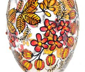 Hand Painted Glass Jar with Lid, Gooseberries, Khokhloma-inspired