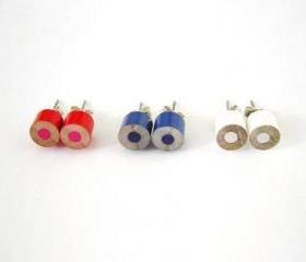 color pencil ear studs, Special Edition - Country Flags (Brizil, Germany, Spain, USA, Canada, UK, AUS, England, Japan)