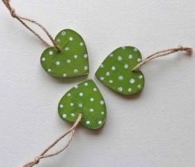 Painted wooden hearts