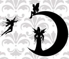 Moon Fairies vinyl decal - children's room - UK Seller 