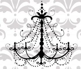 Swirly and decorative Chandelier vinyl decal 