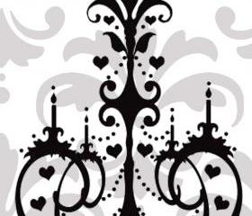 Pretty Heart Chandelier Vinyl Decal 