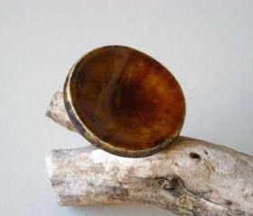 Round brown ring, fashion jewelry, ceramic