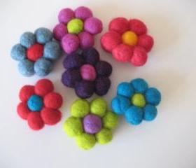 Felt Ball Flower Brooches