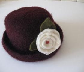 Chocolate Brown knitted Felt Hat