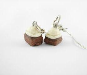 Miniature Brownie and Vanilla Ice Cream Earrings