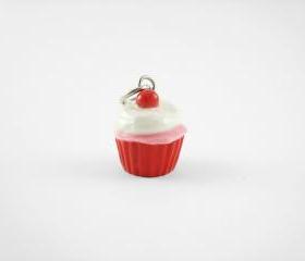 Miniature Charm Red Cherry Cupcake