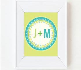 5x7 Custom Initials Print