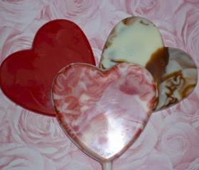 Heart Shaped Marbled Chocolate Lollipops Order of 6