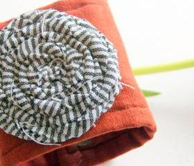 Orange Fabric Rosette Cuff Bracelet