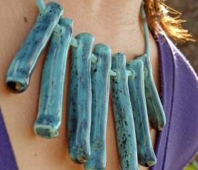 Blue line ceramic necklace