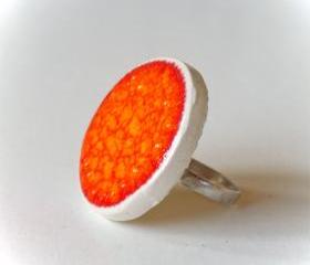 Orange ring, fashion jewelry ceramic