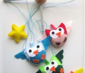 Nursery owl mobile, Cute owl mobile for your nursery room - A377