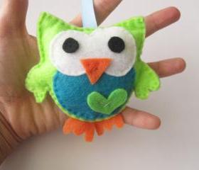 Mini Green Felt Owl Birthday Gift A147