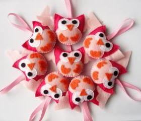 8 Mini owls felt party favors A343