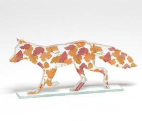 Autumn Leaves Fox Glass Sculpture