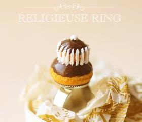 Miniature Food Jewlery - Chocolate Religieuse Ring 