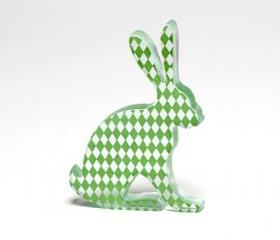 Green Harlequin Hare Glass Sculpture