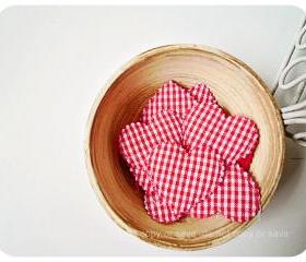Red Checkered Heart Shape felt 