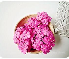 10 Flat mini mulberry paper flowers Sweet pink / pack 