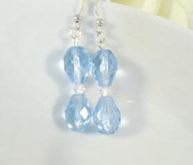 Blue earrings with Swarovski crystals, dangle, romantic jewelry