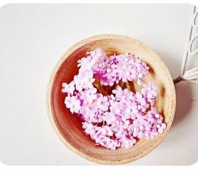10 Flat mini mulberry paper flowers purple / pack 