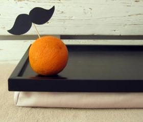 Large Mustache and an Orange - Pillow tray- Custom Order