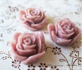 6 Resin Roses Cabochons Flower Accessory 22x22x12mm